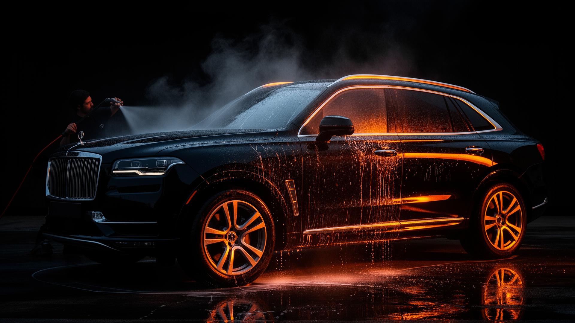 Luxury SUV being steam cleaned by Prestige